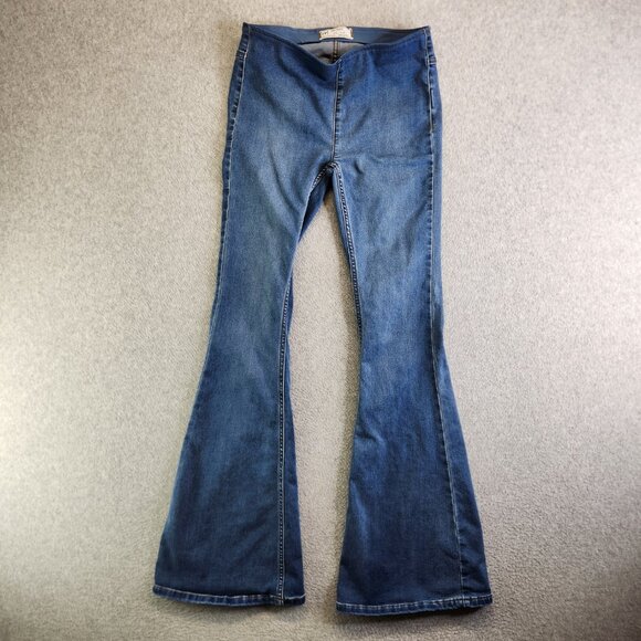 Free People Jeans Womens 26 Blue We The Free Penny Pull On Flare Low Rise FP - Picture 16 of 16